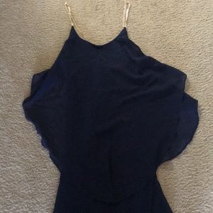 Blue and gold spaghetti strap